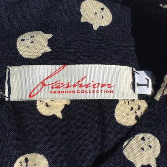 Kitten Face Polka Cat Shorts Romper Jumpsuit Size L (Fits like Small) Navy Blue - Picture 2 of 4